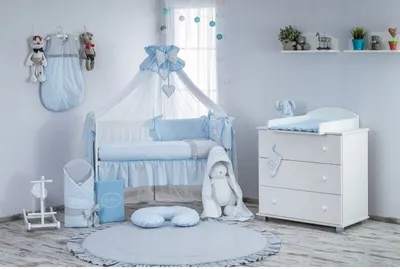 Produktbild von Nordville Baumwolle Moskitonetz Baldachin für Babybett und Wiege - Einfach am Gestell zu befestigen - Schutz vor übermäßiger Sonne Insekten - Schöne Dekoration (Blau)