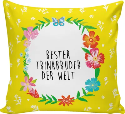 Produktbild von Mr. & Mrs. Panda Dekokissen Trinkbruder - Weiß - Geschenk, Polster, Sofakissen, Kuschelkissen, 40x40, Wohnzimmerkissen, Kleinigkeit, kissen bedruckt, Trinkkumpel, Trinken