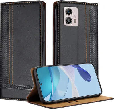 Produktbild von Handyhülle für Motorola Moto G13 G53 Leder Flip Klappbare Schutzhülle mit Standfunktion Schwarz