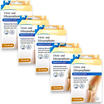 Produktbild von 5x Lifemed Knie und Ellenbogenpflaster - 5x 3 Stück 7,6cm x 6,5cm