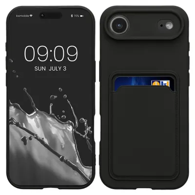 Produktbild von kwmobile Handyhülle für Apple iPhone Air Hülle mit Kartenfach - TPU Case - Kabelloses Laden - Schutzhülle Cover in Schwarz