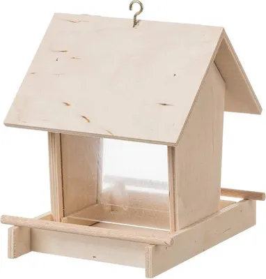 Image de Mangeoire en bois avec plateau en verre
