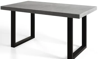 Produktbild von Alpi Moebel, Rechteckiger Esstisch Loft-U, Industrieller Modern Tisch 140x80x77 cm, Grau mit Metallbeinen in Schwarz