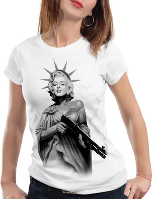 Produktbild von style3 Marilyn Liberty Tattoo T-Shirt Damen freiheitsstatue USA new york, Farbe:Weiß, Größe:S