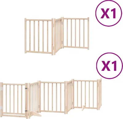 Produktbild von vidaXL 9-tlg. Hundetor mit Tür Faltbar 450 cm Pappelholz