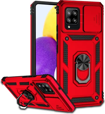 Produktbild von Galaxy A42 5G Hülle mit Schiebe Kamera Schutz und Ringhalter Ständer Robust Rüstung Schutzhülle für Samsung Galaxy A42 5G/M42 5G