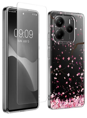 Produktbild von kwmobile Hülle kompatibel mit Xiaomi Redmi Note 14 5G (Nicht für 4G) Handyhülle - Silikon Case transparent - Mit Glas Schutzfolie -
