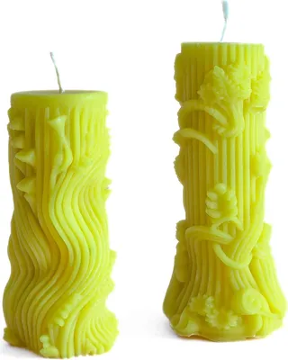Produktbild von Handgemachte Kerzen, Dekokerzen, Wachskerzen, Haushaltskerzen, Formkerzen aus natürlichem Bienenwachs 2 SETS (Gelb)