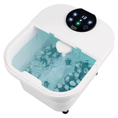 Zdjęcie produktu dla Składany hydromasażer do stóp Sevenkraft 500W, automatyczny masaż mechaniczny 6 rolek, podgrzewanie wody do 48°C, kaskada wodna i panel LED