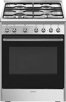 Obrázek produktu pro Smeg Concert CX60GMX, Volně stojící sporák, Nerezová ocel, Otočné, Nerezová ocel, Nerezová ocel, Čelní