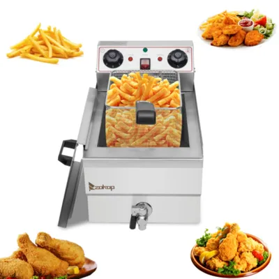 Produktbild von Elektrische Fritteuse mit 3000 W Leistung, Frittierkorb, Edelstahlkonstruktion, großes Fassungsvermögen von 11,8 l, geeignet für den private