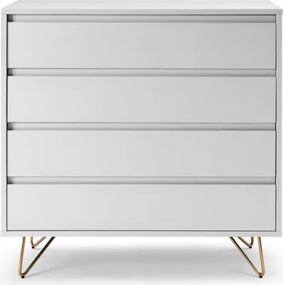Produktbild von SalesFever Kommode breit | 4 Schubladen ausziehbar | Beine Metall mit Messinglegierung | B 90 x T 40 x H 90 cm | weiß