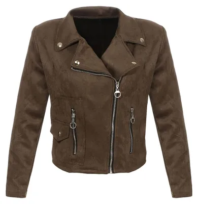 Productafbeelding van Malito damesjas | Fluweeljas | Bikerjas met rits | Imitatieleer