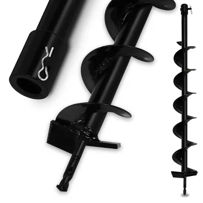 Produktbild von EBERTH Erdbohrer Gartenbohrer Gartenspiralbohrer, Stahl, Durchmesser 100mm, Länge 800mm, Aufnahme-Durchmesser 20mm, Schwarz Lackiert
