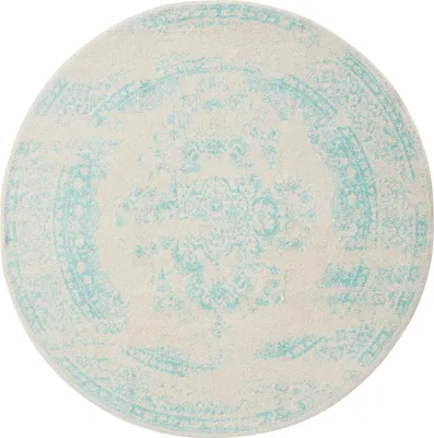 Productafbeelding van benuta Vintage tapijt woonkamer Sia Crème/Turquoise ø 160 cm rond Woonkamer-tapijt voor de slaapkamer, zacht, oosters