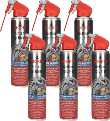 Produktbild von Nigrin Moto-Bike Ketten-Fett Sprüh-Fett Spray 6x 400ml Motorrad O Z X Ring-Kette