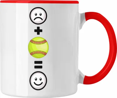 Produktbild von Trendation - Tennis Tasse Geschenk für Tennis-Spieler Lustige Geschenkidee :( + Tennisball = :) Geburtstag (Rot)