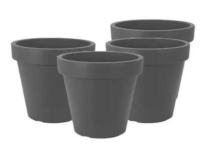 Image de Lot de 4 pots de fleurs en plastique - Anthracite Ø48 cm - Double paroi - Hauteur 43 cm