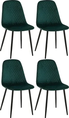 Produktbild von CLP 4er Set Stühle Giverny mit Ziernähten grün Material Samt