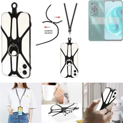 Produktbild von K-S-Trade 3in1 Handykette Handyband Handykordel Halsband Smartphone-Ring Handy-Ring kompatibel mit Huawei Enjoy 70 Fingerhalterung Handyring
