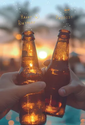 Produktbild von Geburtstag Prost Happy Birthday Bierflaschen Glückwunschkarte mit Umschlag