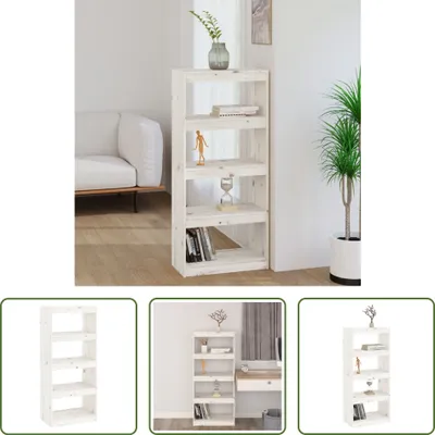 Produktbild von The Living Store Bücherregal/Raumteiler Weiß 60x30x135,5 cm Massivholz Kiefer
