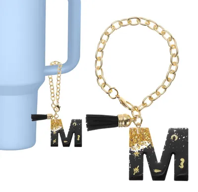 Productafbeelding van Briefhanger - Sleutelhangeraccessoire - Letter M - Zwart