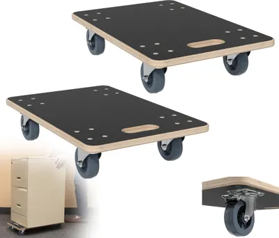 Obrázek produktu pro XMTECH transportní vozík 60 x 40 cm, transportní vozík s 2x parkovací brzdou pro stěhování a dílnu, nábytkový vozík pro těžké zatížení s nosností max. 200 kg, přepravní pomůcka pro přepravu nábytku -2ks