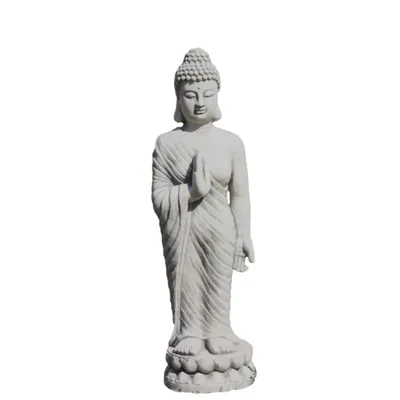 Produktbild von Schöner Stehender Buddha, perfekt für den Garten oder Terrasse, aus Steinguss Neu Frostfest Witterungsbeständig, Figur zur Gartengestaltung ST-101242