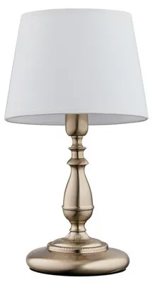 Zdjęcie produktu dla Lampa stołowa z abażurem ROKSANA patyna-biała 1xE14x10W metal wym:35x19x19cm IP20 Alfa