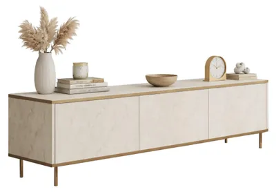 Produktbild von Sassello - TV-Schrank, 180x35x45h cm Beige Marmor, 3 Türen