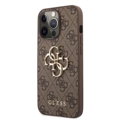 Obrázok produktu pre Guess GUHCP13X4GMGBR tvrdé púzdro pre iPhone 13 Pro Max 6,7" hnedé s veľkým kovovým logom 4G (GUHCP13X4GMGBR)