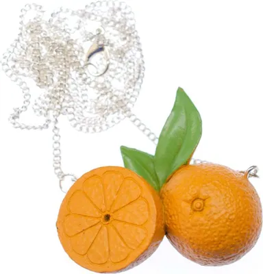 Produktbild von Orangenpaar Kette Halskette Miniblings 80cm Orange Obst Frucht Sommer Party