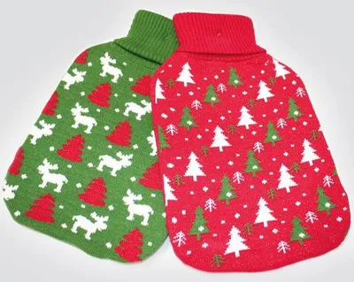 Produktbild von Wärmflasche 2 Liter mit Weihnachtsstrickbezug, 2 Designs