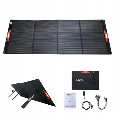 Obrázek produktu pro Skládací solární panel OSCAL PM400 Pro – 400 W, 36 V, IP67, ETFE, účinnost 23 %, MC4 – přenosný s rukojetí, vhodný pro kempování a nouzové napájení