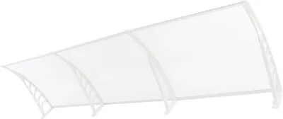 Zdjęcie produktu dla Przezroczysta osłona nad drzwiami – łukowa konstrukcja 90 x 300 cm – ochrona przed promieniowaniem UV i deszczem – montaż naścienny – łatwy montaż – kolor biały