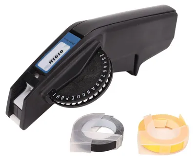 Präge-Etikettendrucker, tragbar, für 9mm/6mm Bänder, schwarz