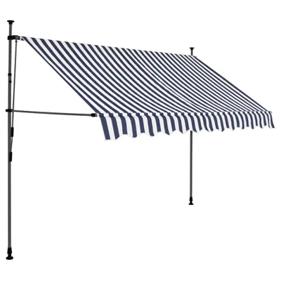 Immagine prodotto di vidaXL Tenda da sole retrattile a comando manuale con LED 250 cm Blu e bianco