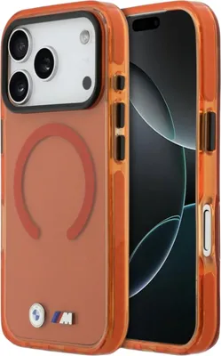 Zdjęcie produktu dla Etui Bmw M Iml Shockproof Metal Logos Magsafe Do Iphone 17 Pro Max Pomarańczowy