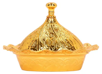Produktbild von Zuckerdose mit Deckel und Löffel, 10cm Rund, Goldene Messing Zucker Pralinen Schale, Serviertablett, Gewürzdose, Behälter, Zuckerwürfel, Bonbonglas, Aufbewahrung