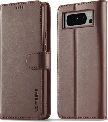 Image de Étui pour Google Pixel 8 Pro étui en cuir avec fermeture magnétique et support, étui de protection marron