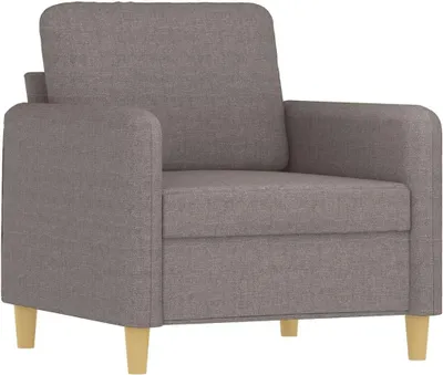 Zdjęcie produktu dla Fotel w kolorze taupe, szerokość 60 cm, z podłokietnikami, wykonany z wytrzymałego materiału, z grubym siedziskiem i oparciem, o nowoczesnym designie i metalową konstrukcją, wytrzymujący obciążenie do 110 kg