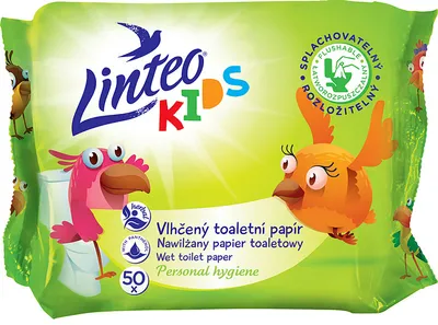 Image de Papier hygiénique humide pour enfants Linteo KIDS 50pcs