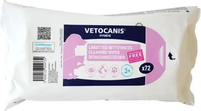 Zdjęcie produktu dla Chusteczki nawilżane Vetocanis dla psów i kotów - 72 sztuki
