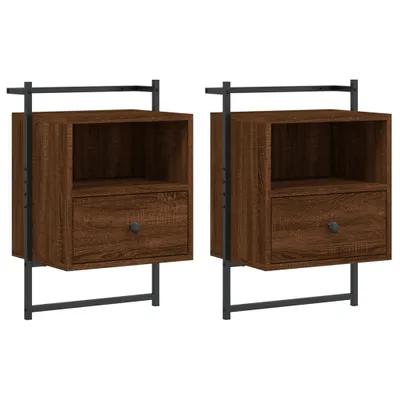 Produktbild von Wand-Nachttische 2 Stk. Braun Eiche 40x30x61 cm Holzwerkstoff