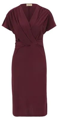 Produktbild von Figurbetontes Damen Midikleid mit Kurzarm und V-Ausschnitt, 102 cm