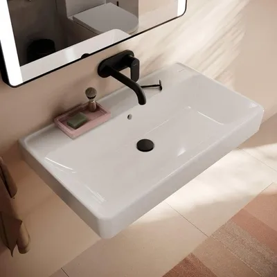 Produktbild von hansgrohe Xanuia Q Waschtisch 800/480 ohne Hahnloch mit Überlauf, SmartClean
