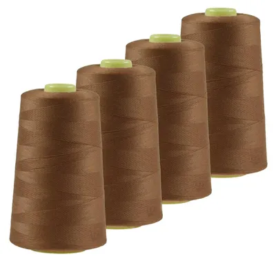 Produktbild von 4 x 4572m Qualitäts Overlock-Garn Overlock-Nähgarn Farbe 701 - 740, Farbe:A712 lehmbraun