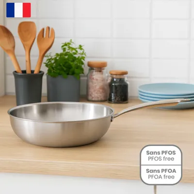Wok 28 cm, Edelstahl Triply, PFAS-frei, spülmaschinengeeignet