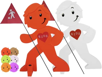 Produktbild von StreetBuddy - Warnfigur, Warnaufsteller, Warnschild für Kindersicherheit 2er Set (Weiß / Rot)